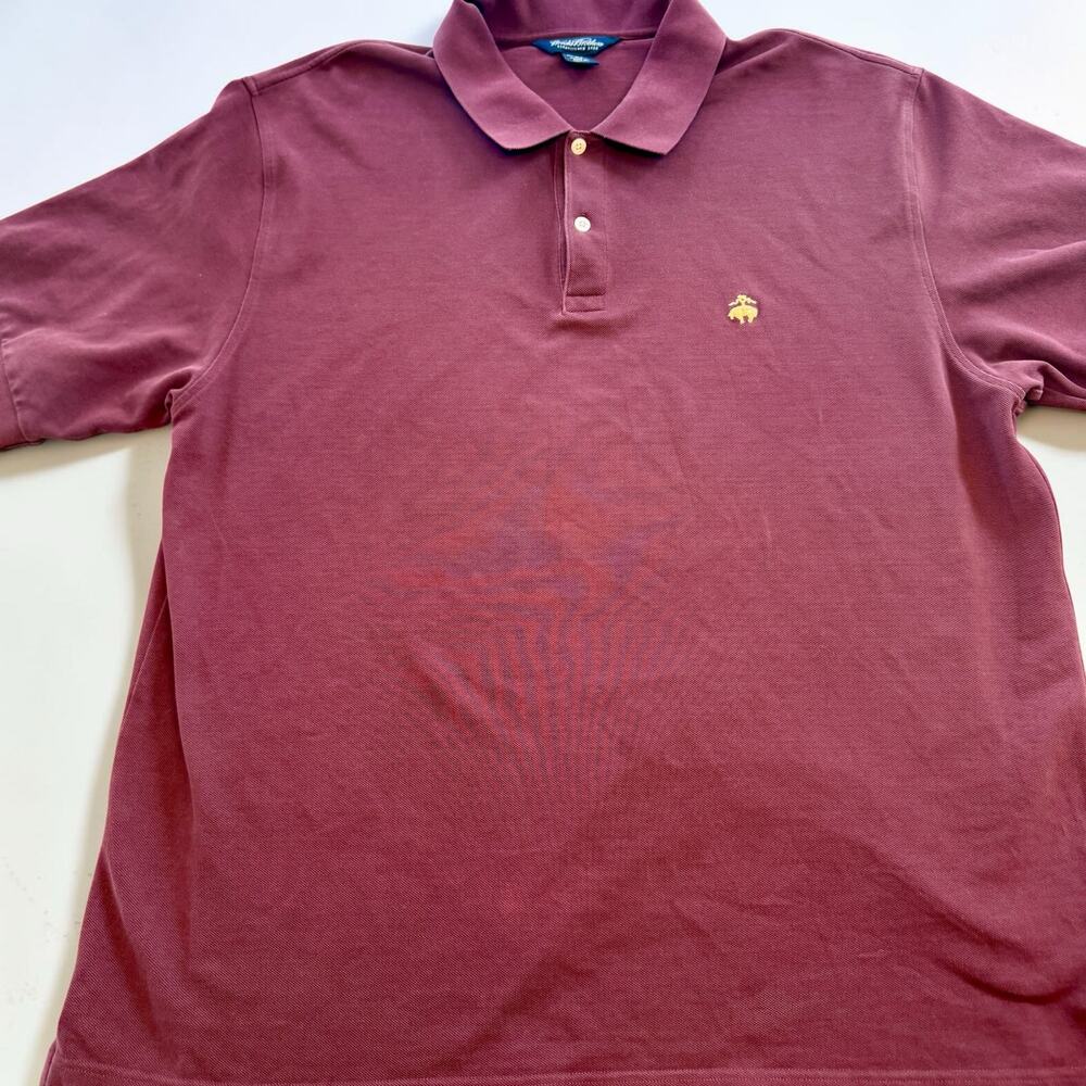 Brooks Brothers 1818 Performance Polo Men XXL Burgundy Cotton Pique Shirt